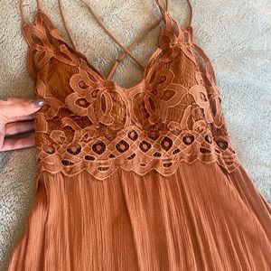 Rust lace flowey mini dress